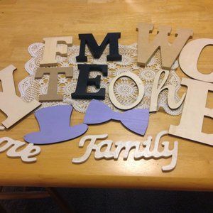 Wood and fiberboard letters and words for crafts